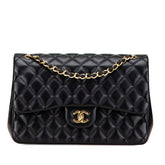 シャネル マトラッセ ココマーク Wフラップ チェーン ショルダーバッグ ハンドバッグ ブラック ラムスキン レディース CHANEL 【中古】
